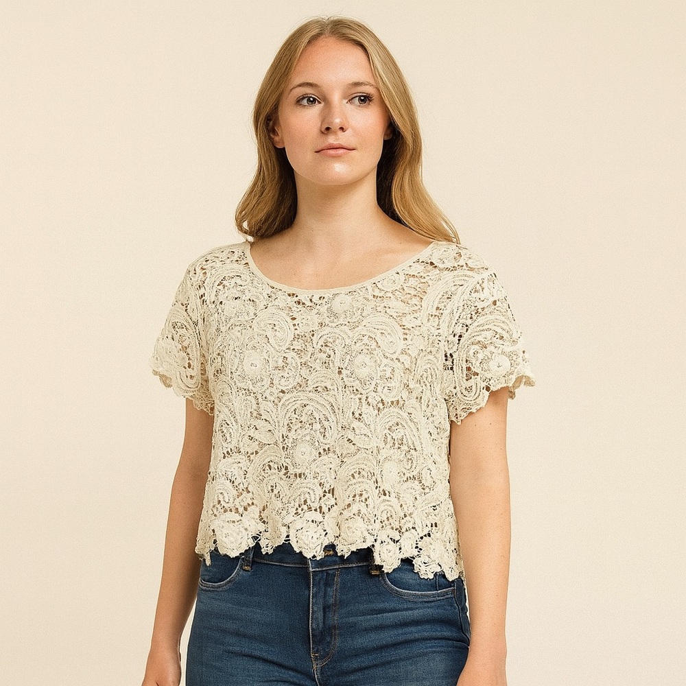 Express vintage‎ y2k crochet lace crop top  Size Small